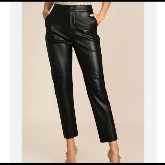 LULUS black high rise leather straight leg pants - Picture 1 of 6
